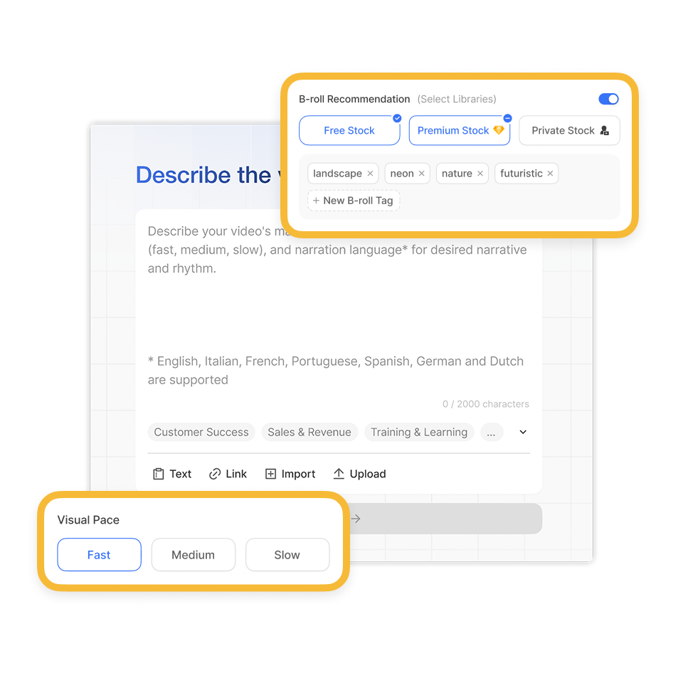Guide AI in creating content using Visla's education ad video maker interface
